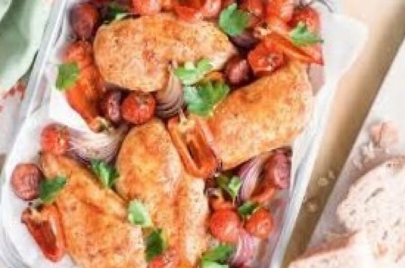 Chicken & chorizo traybake