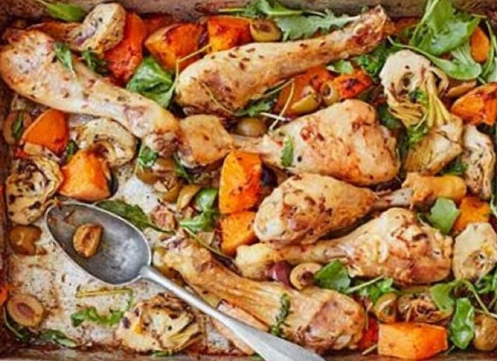 Oregano chicken & squash traybake