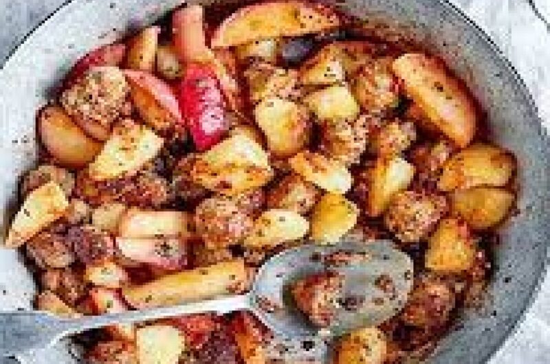 Sausage, mustard & apple hash